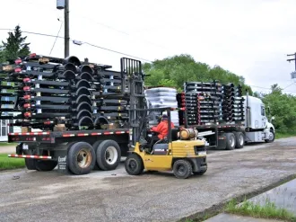 Another load of trailers arrives at Watertown