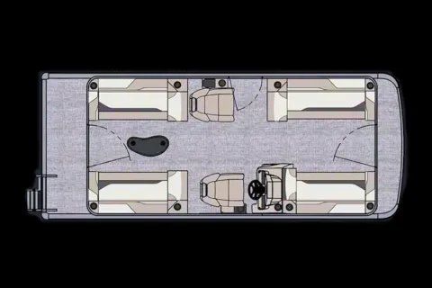 Avalon 2180 Venture QL floorplan.  This boat is equipped with 25 inch diameter pontoons.