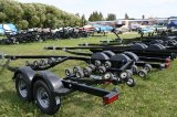 2019 Shoreland'r all roller tandem axle boat trailer with SWING TONGUE, included tongue jack, surge brakes, and LED lights
