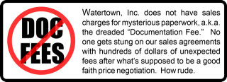 WT has a no document fee sales policy