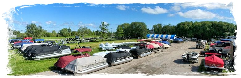 Watertown's Manitoba dealer boat lot with Avalon pontoons