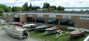 Pontoon & Lund boats at the dealership